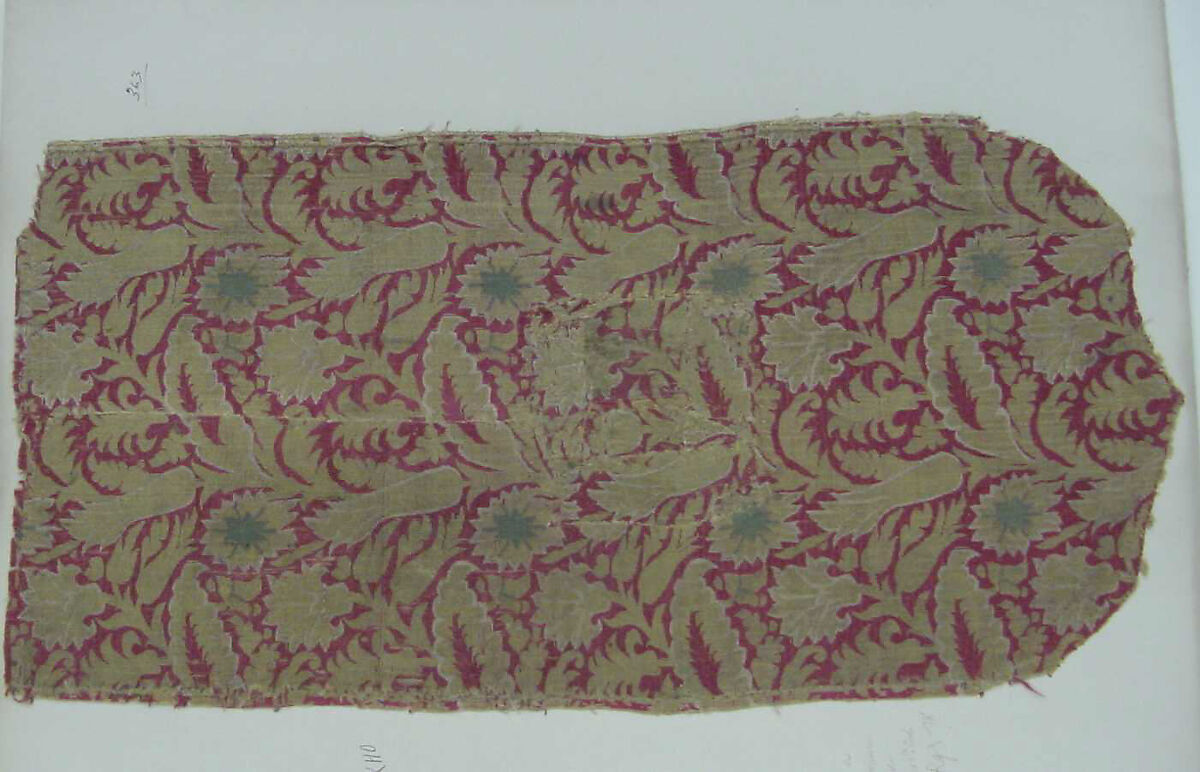 Textile Fragment, Silk, metal thread 