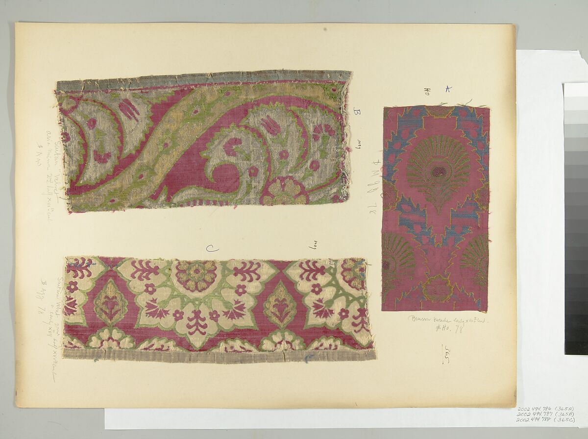 Fragment of a Cushion Cover (Yastik), Silk and metal thread; cut and voided velvet (çatma), brocaded