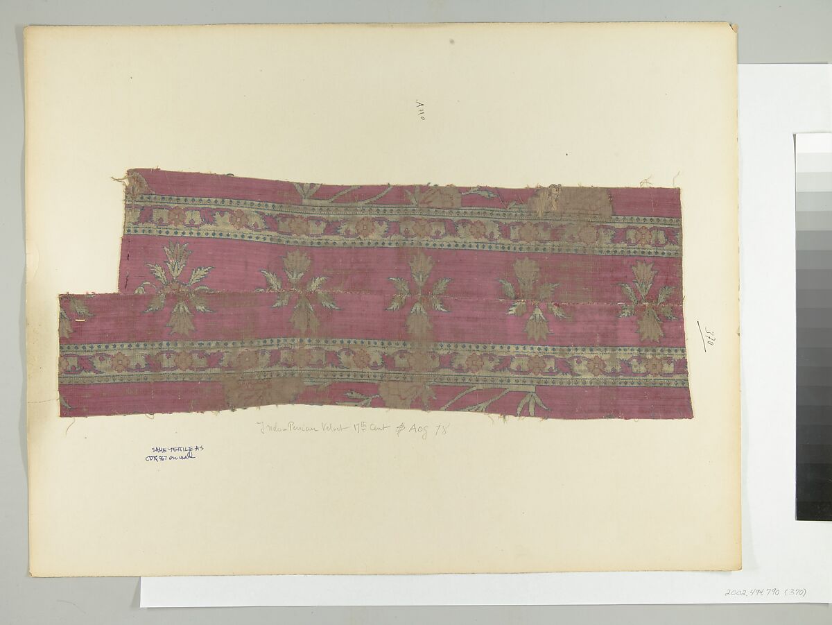 Textile Fragment, Velvet; cut