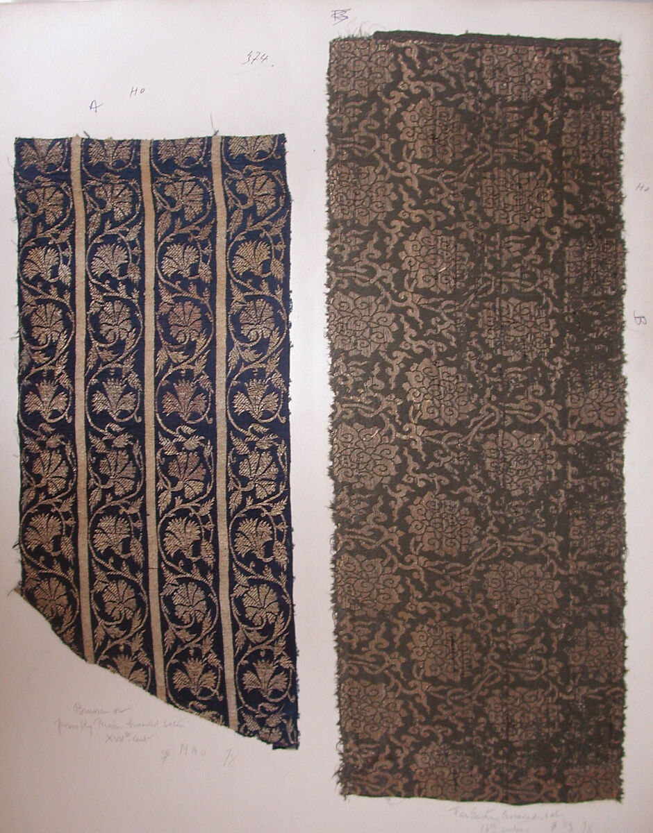 Textile Fragment, Silk, metal thread