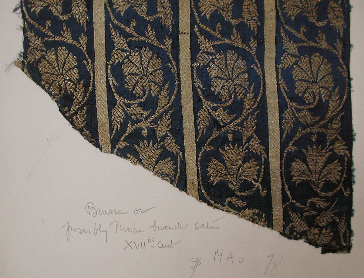 Textile Fragment, Silk, metal thread