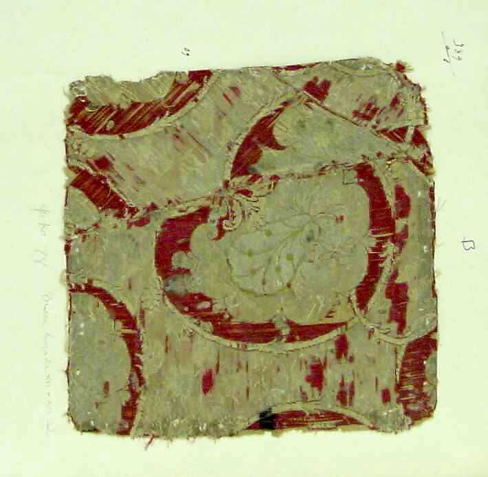 Textile Fragment, Silk, metal thread 