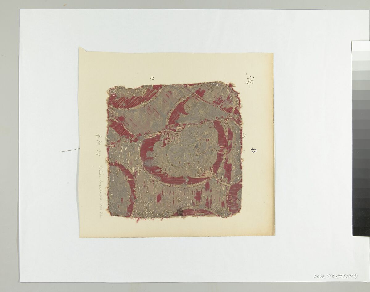Textile Fragment, Silk, metal thread
