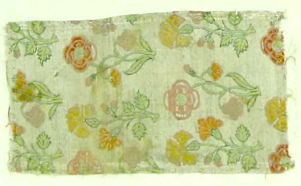 Textile Fragment, Silk, metal thread