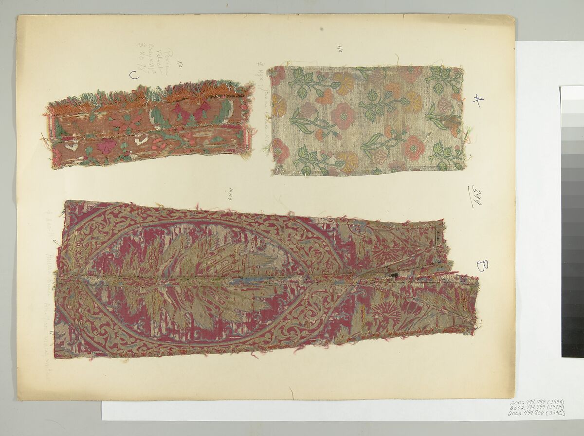 Textile Fragment, Silk, metal thread