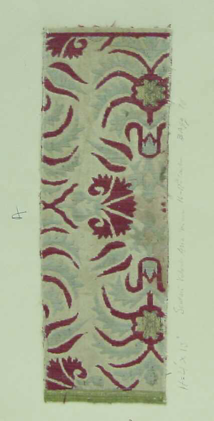 Textile Fragment, Silk, metal thread 
