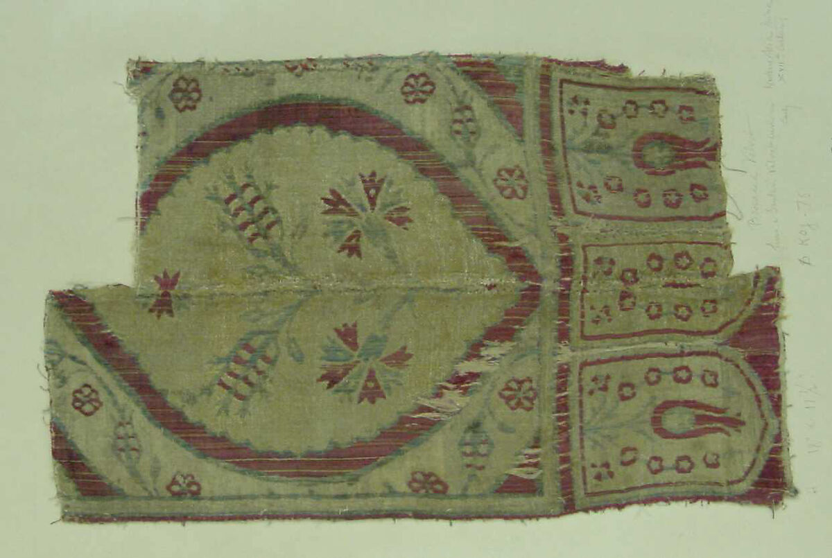 Textile Fragment, Silk, metal thread 