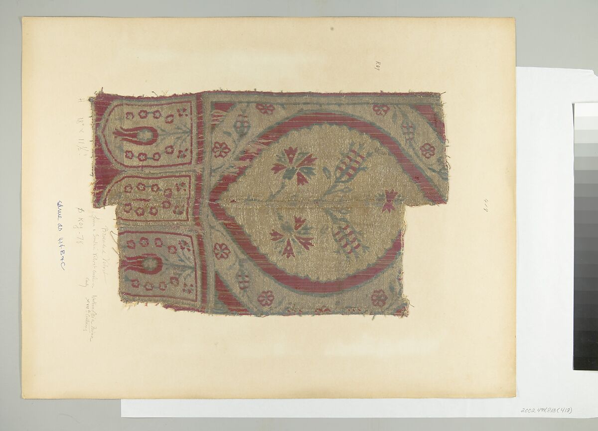 Textile Fragment, Silk, metal thread