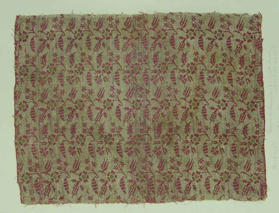 Textile Fragment, Silk, metal thread