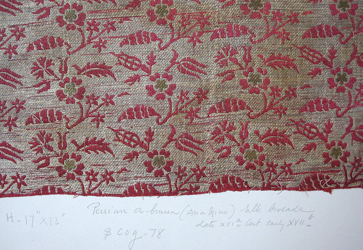 Textile Fragment, Silk, metal thread
