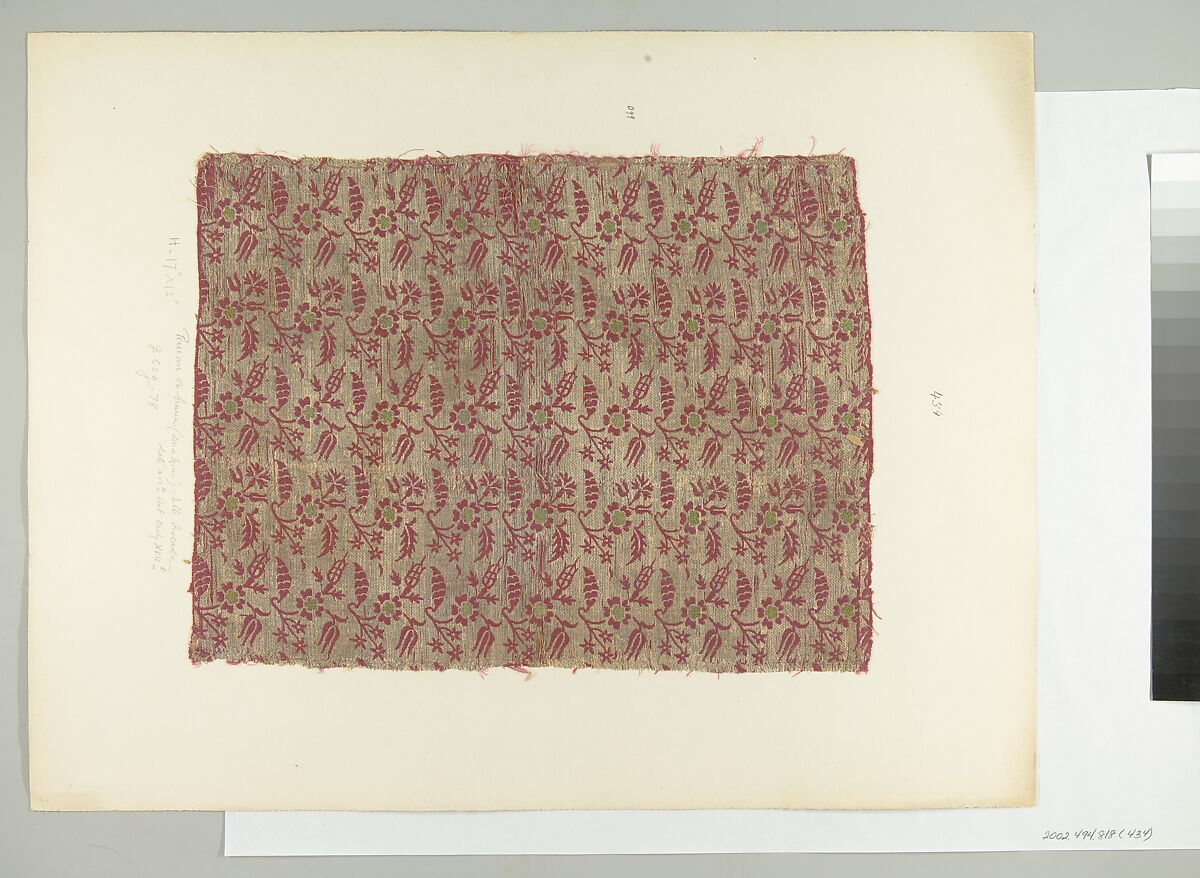 Textile Fragment, Silk, metal thread