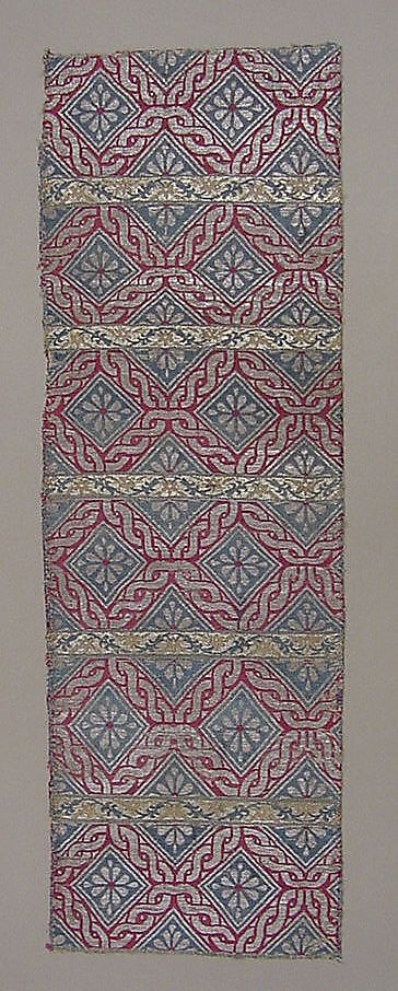 Textile Fragment, Silk, metal wrapped thread; taqueté (seraser)