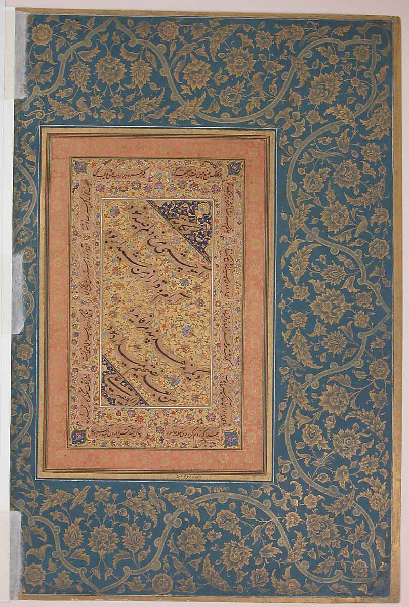 recto: "Portrait of Raja Suraj Singh Rathor", verso: Page of Calligraphy. Folio from the Shah Jahan Album, Painting by Bishan Das, Ink, opaque watercolor, and gold on paper