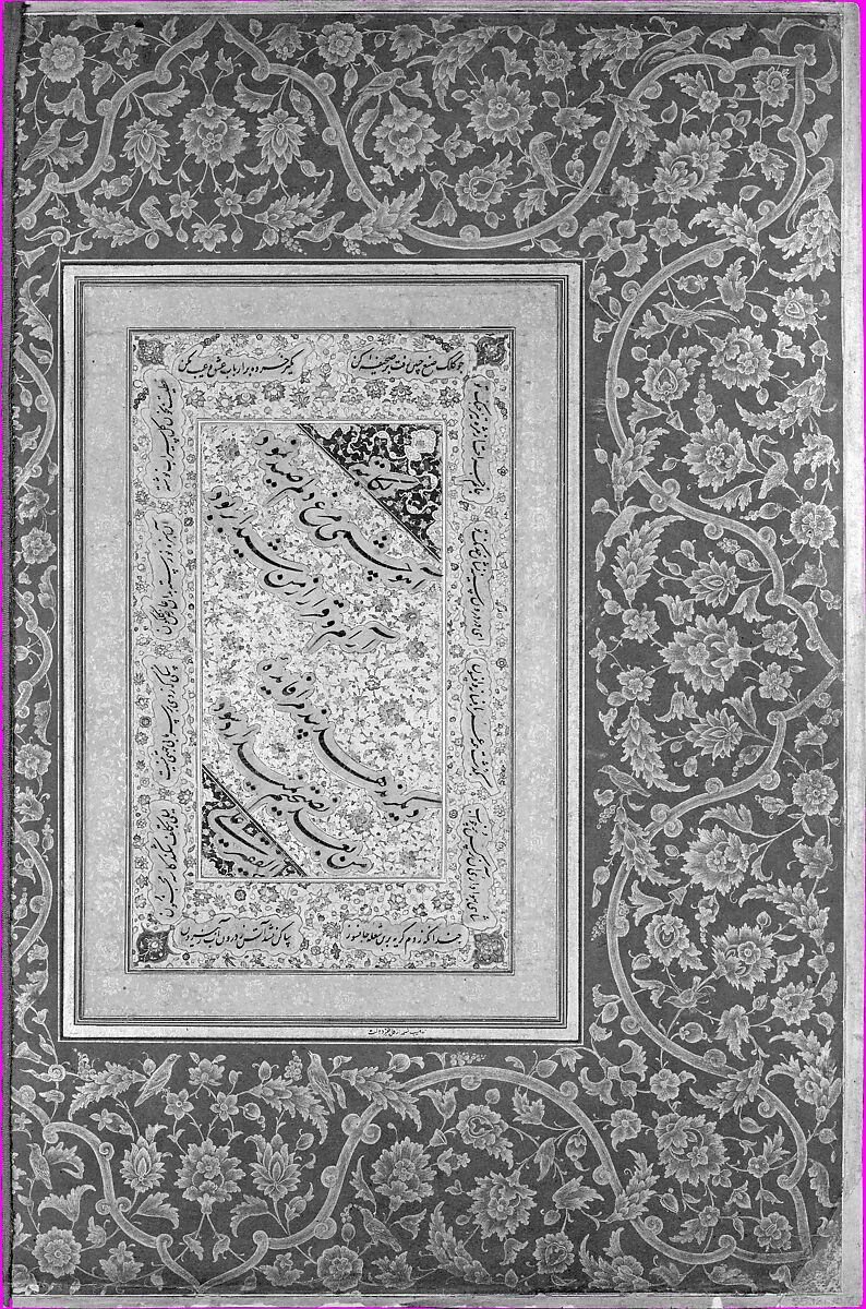 recto: "Portrait of Raja Suraj Singh Rathor", verso: Page of Calligraphy. Folio from the Shah Jahan Album, Painting by Bishan Das, Ink, opaque watercolor, and gold on paper