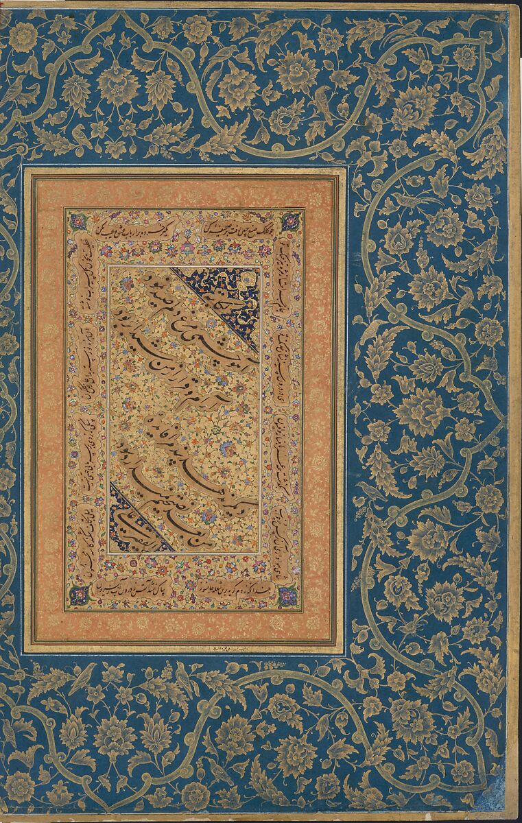 recto: "Portrait of Raja Suraj Singh Rathor", verso: Page of Calligraphy. Folio from the Shah Jahan Album, Painting by Bishan Das, Ink, opaque watercolor, and gold on paper