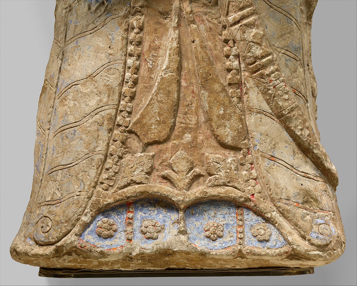 Standing Figure with Feathered Headdress, Gypsum plaster; modeled, carved, polychrome-painted, gilded