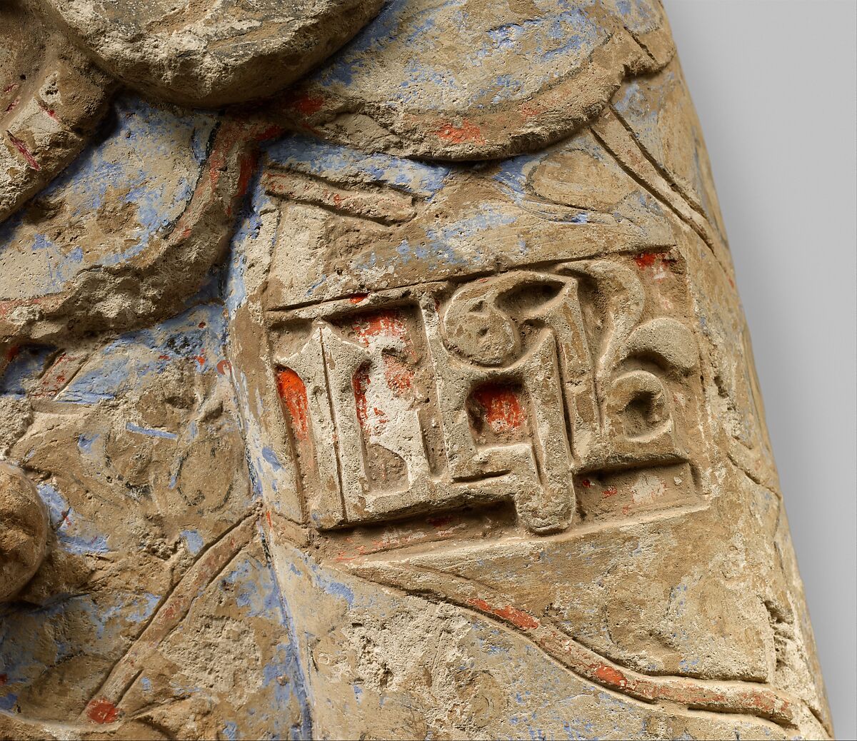 Standing Figure with Feathered Headdress, Gypsum plaster; modeled, carved, polychrome-painted, gilded