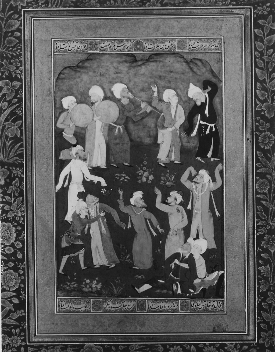 "Dancing Dervishes", Folio from the Shah Jahan Album, Mir 'Ali Haravi (died ca. 1550), Ink, opaque watercolor, and gold on paper