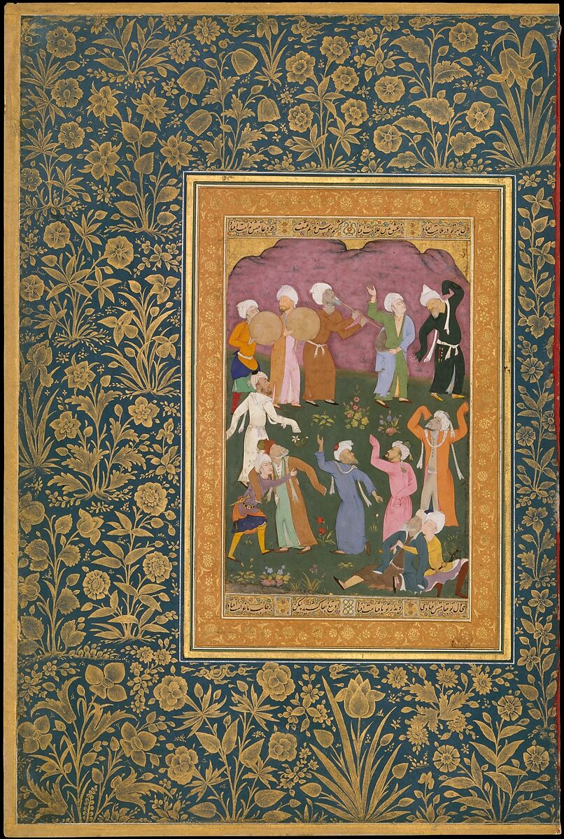 "Dancing Dervishes", Folio from the Shah Jahan Album, Mir 'Ali Haravi (died ca. 1550), Ink, opaque watercolor, and gold on paper