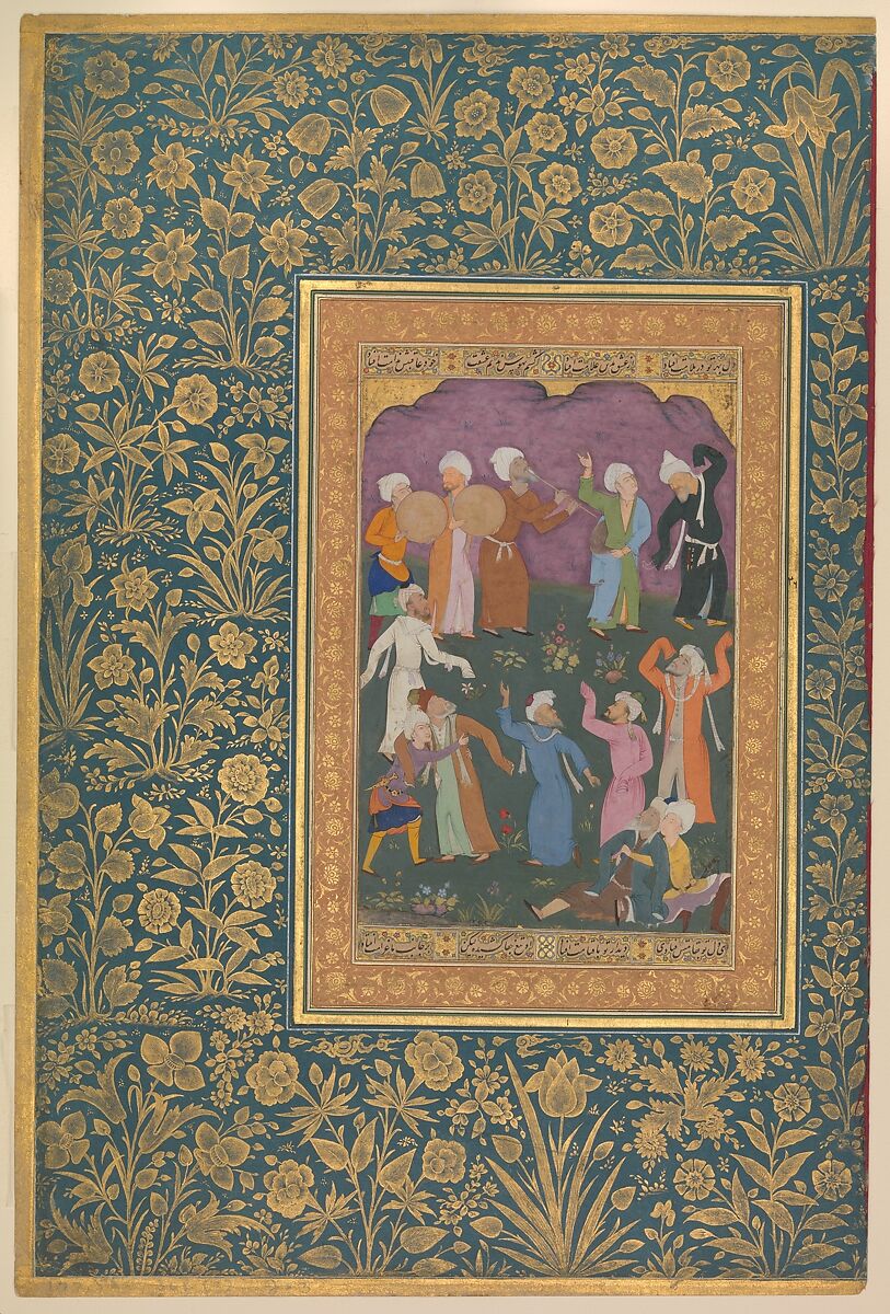 "Dancing Dervishes", Folio from the Shah Jahan Album, Mir &#39;Ali Haravi (died ca. 1550), Ink, opaque watercolor, and gold on paper 