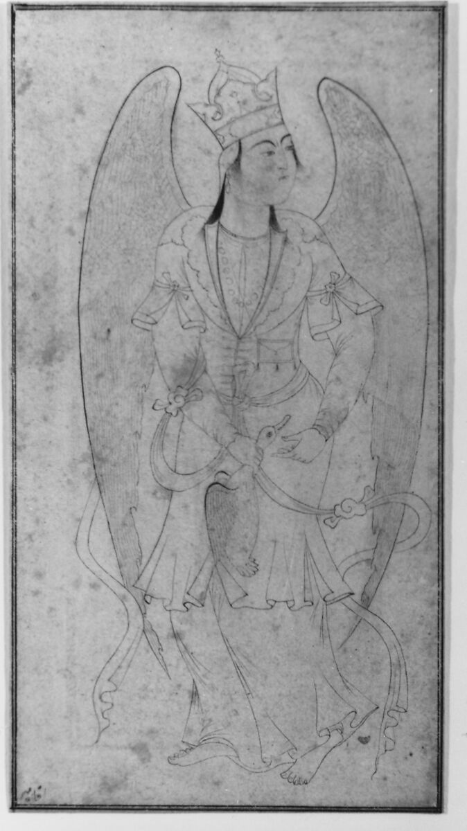 Drawing of an Angel, Ink and gold on paper