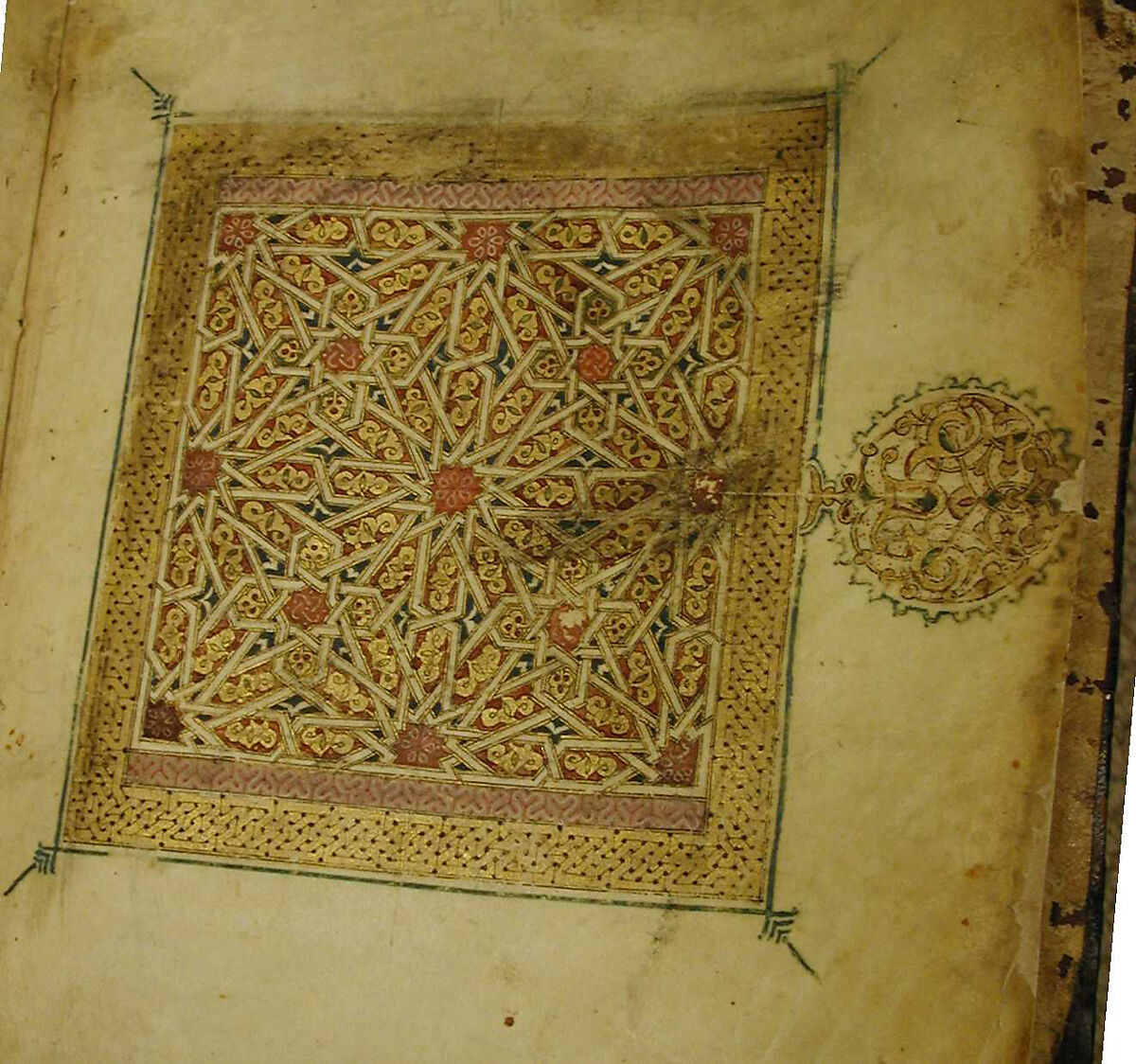 Section from a Qur'an Manuscript, Ink, gold, and opaque watercolor on parchment