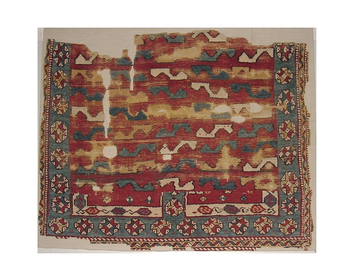 Carpet Fragment, Wool pile on wool foundation 