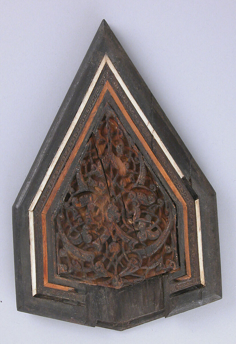Panel from a Minbar, Wood; carved, inlaid with ivory, traces of paint 
