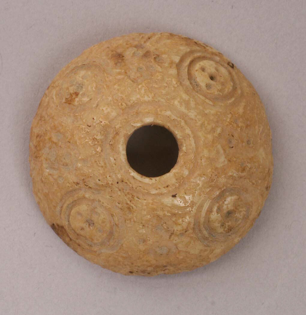 Spindle Whorl, Bone; incised and inlaid with paint 