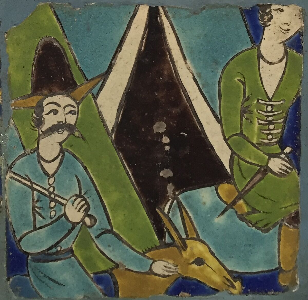 Tile, Stonepaste; glazed 