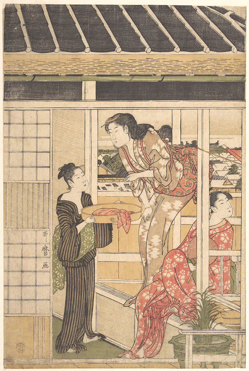 Washing Day, Kitagawa Utamaro (Japanese, ca. 1754–1806), Woodblock print; ink and color on paper, Japan 