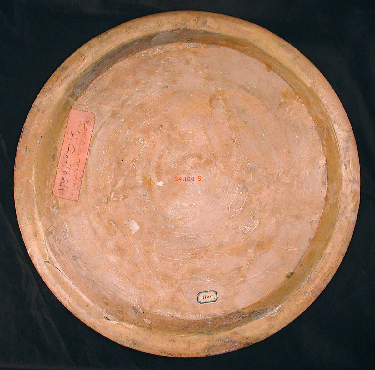 Plate, Earthenware; white slip, incised and glazed