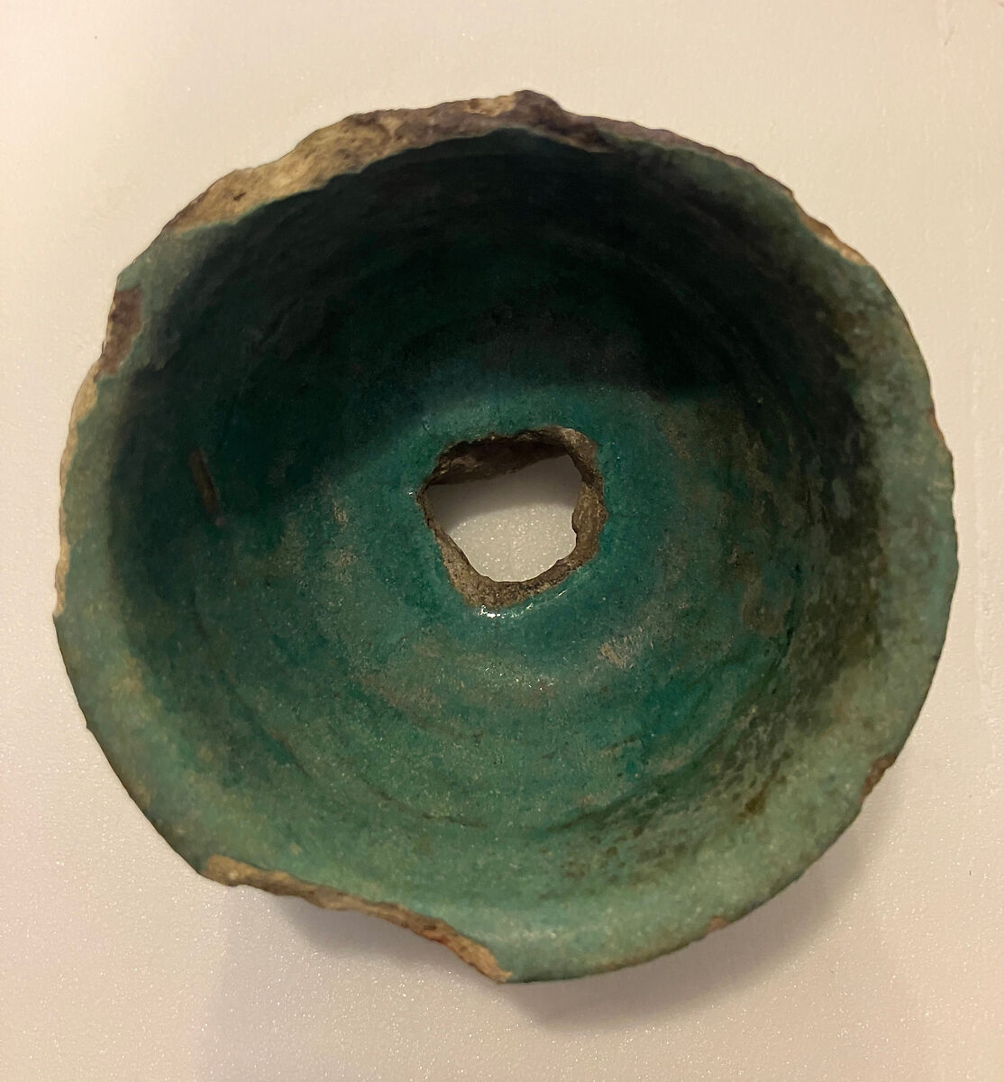 Fragment of a Lamp, Stonepaste; turquoise glaze