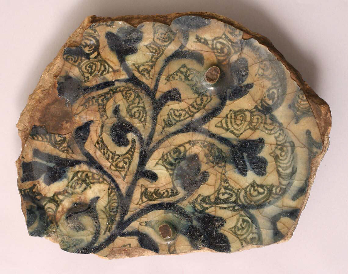 Fragment of a Lamp, stonepaste; turquoise glaze 