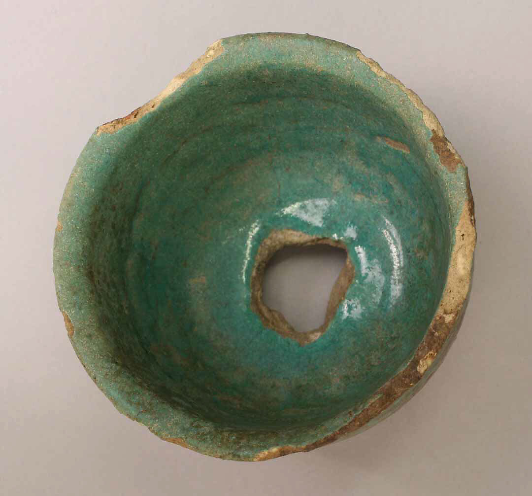Fragment of a Lamp, Stonepaste; turquoise glaze