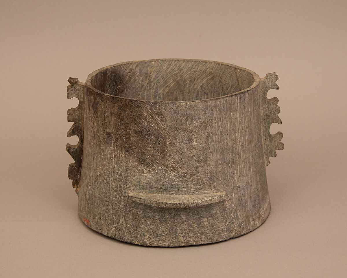 Cauldron, Steatite; carved 