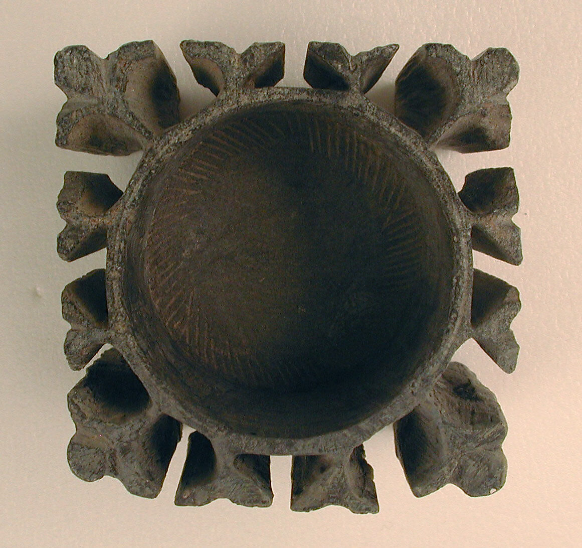 Stone Oil Lamp, Steatite; carved