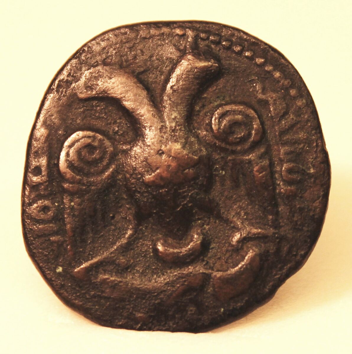 Dirham of Nasir al-Din Mahmud (r. 1201–22): Double-Headed Bird of Prey, Copper