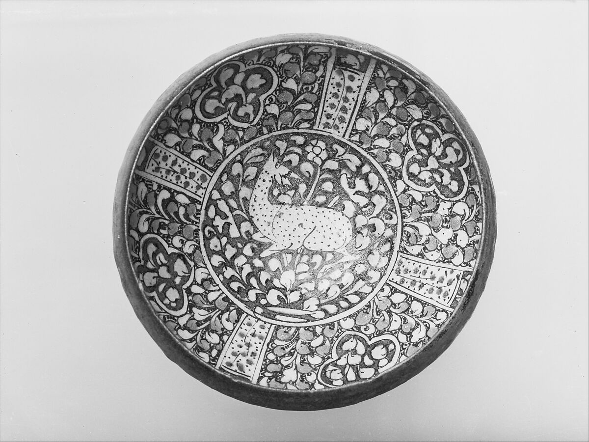 Bowl with Deer Motif, Stonepaste; underglaze painted (Sultanabad ware)