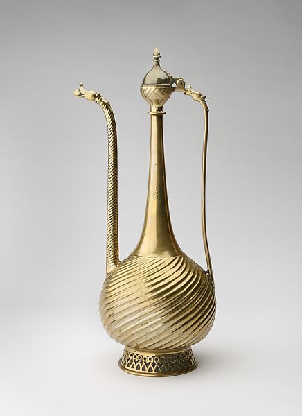 Ewer with Dragon Heads (The 'Butler Ewer'), Brass, with traces of gilding 