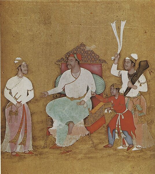 Portrait of an Ahmadnagar Ruler, Attributed to "Paris painter", Ink, opaque watercolor, and gold on paper 