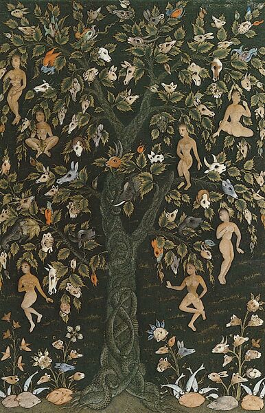 Tree on the Island of Waqwaq, Ink, opaque watercolor, and gold on paper