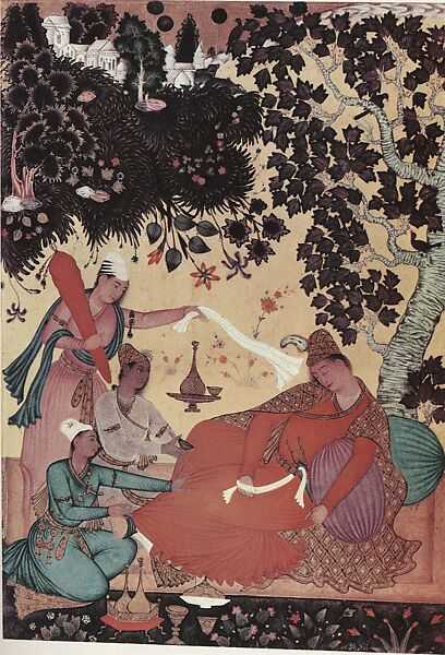 Siesta, Attributed to Dublin painter, Ink, opaque watercolor, and gold on paper