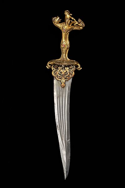 Dagger with a Zoomorphic Hilt, Hilt: gilded bronze set with rubies
Blade: Watered steel 