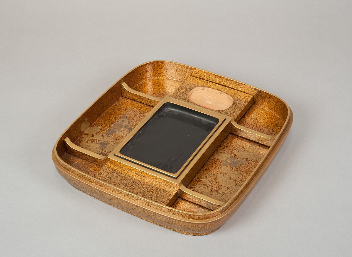 Writing Box with Design of Flowering Bush Clover and Sun, Gold, silver togidashimaki-e, hiramaki-e, takamaki-e, cut-out gold foil application, Japan