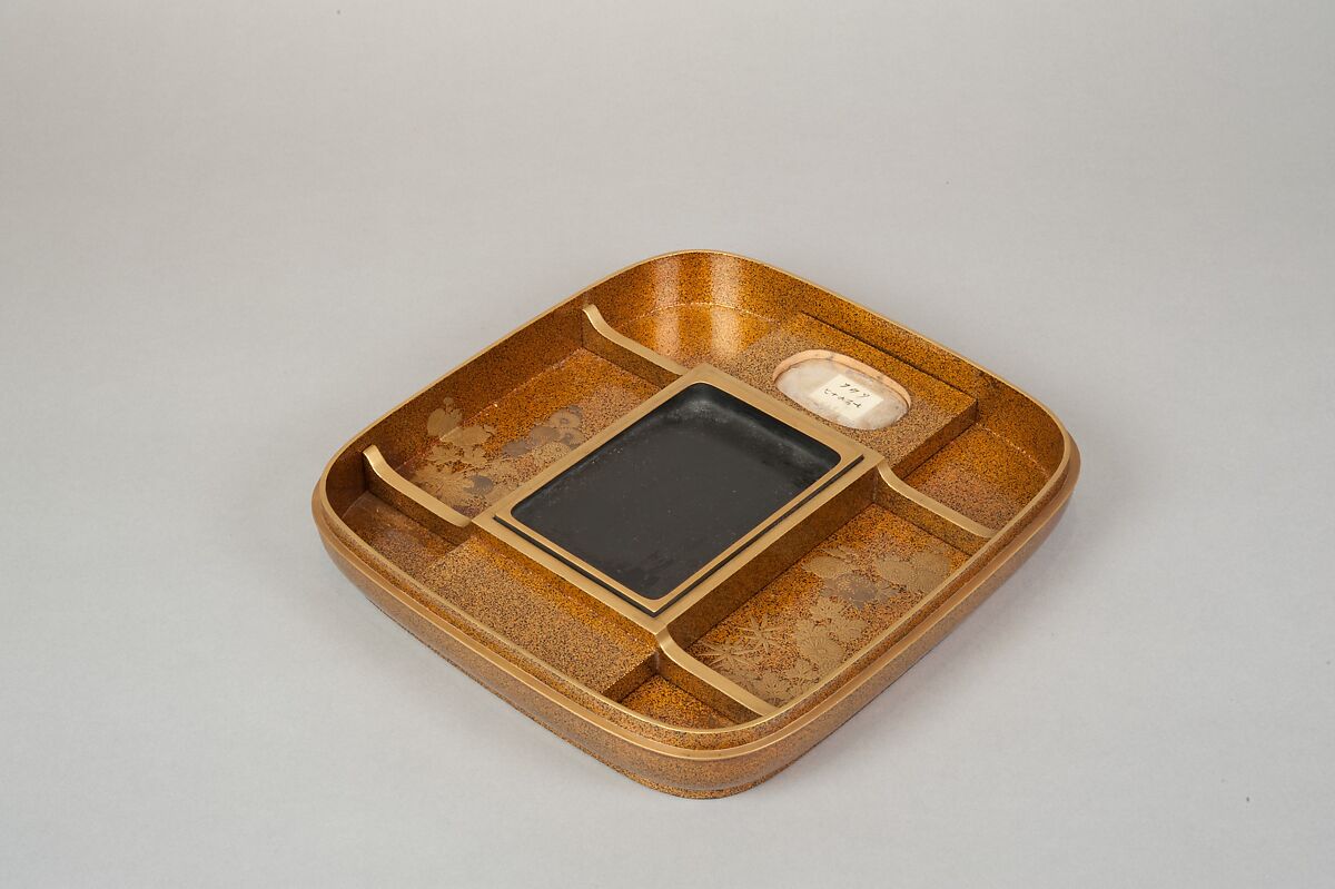 Writing Box with Design of Flowering Bush Clover and Sun, Gold, silver togidashimaki-e, hiramaki-e, takamaki-e, cut-out gold foil application, Japan