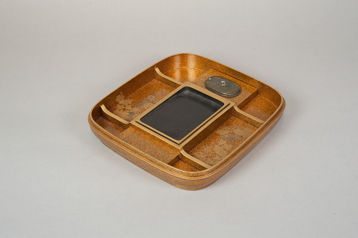 Writing Box with Design of Flowering Bush Clover and Sun, Gold, silver togidashimaki-e, hiramaki-e, takamaki-e, cut-out gold foil application, Japan