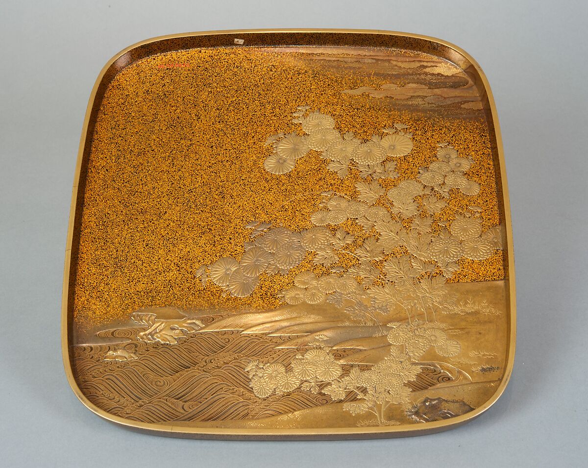 Writing Box with Design of Flowering Bush Clover and Sun, Gold, silver togidashimaki-e, hiramaki-e, takamaki-e, cut-out gold foil application, Japan