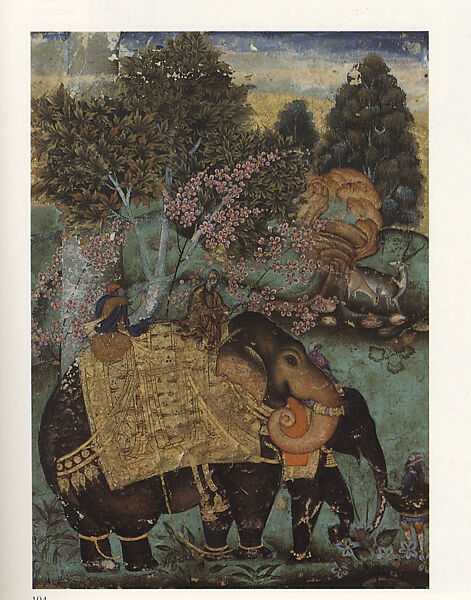 Sultan Ibrahim 'Adil Shah II Riding an Elephant, Attributed to Farrukh Husain, Ink, opaque watercolor and gold on paper