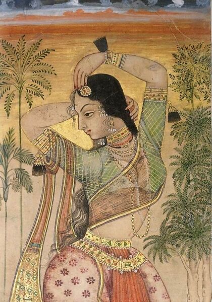 Dancing Girl, Ink, opaque watercolor, and gold on paper
